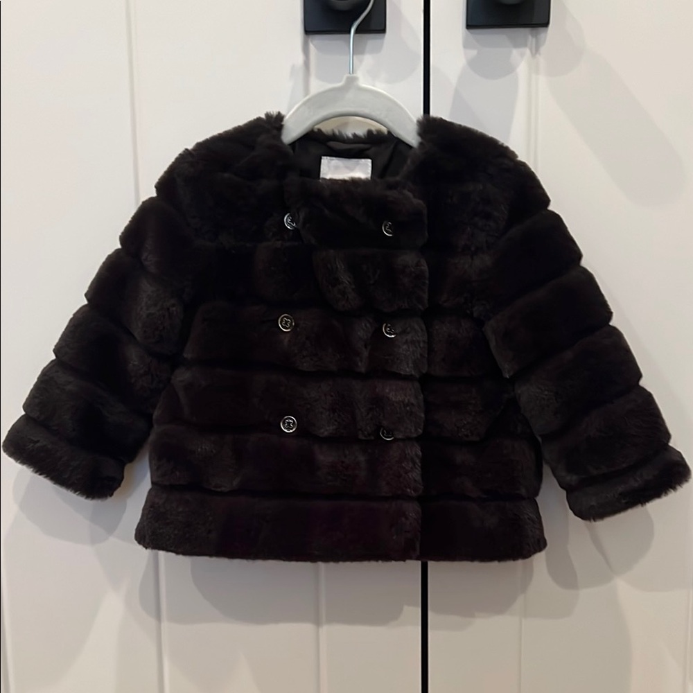 Janie and Jack Kids Faux Fur Coat - Black